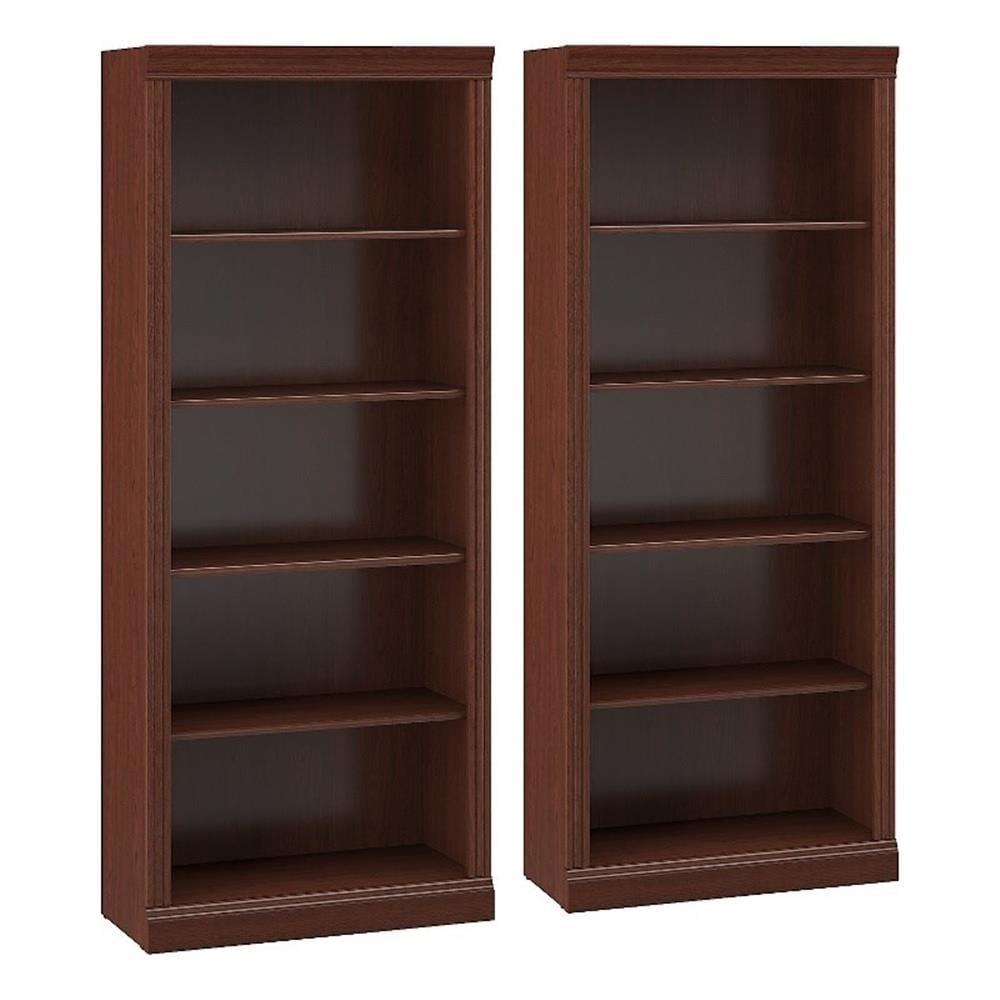 Saratoga Tall 5 Shelf Bookcase Set of 2 in Harvest Cherry - Engineered Wood