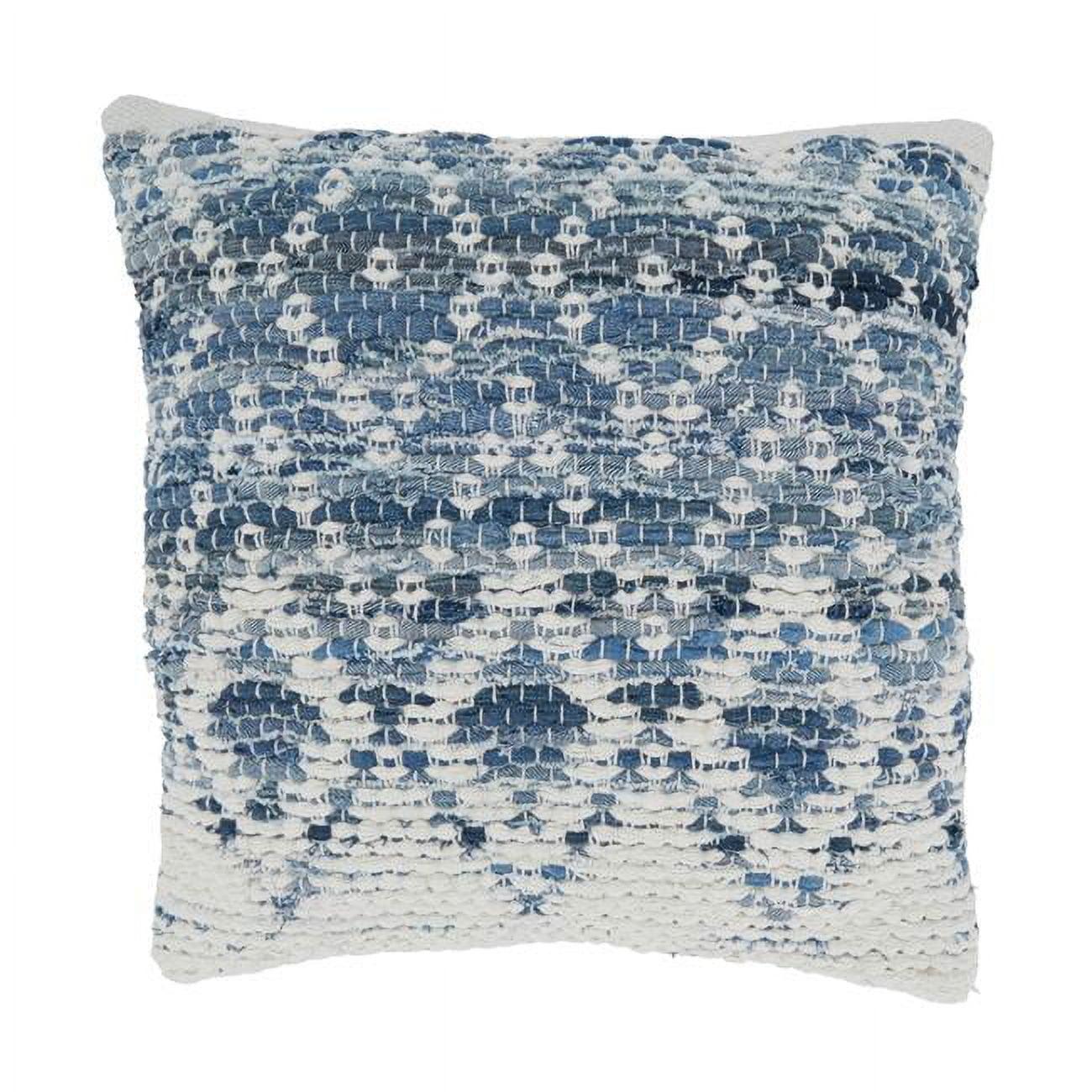 Blue Diamond Chindi Cotton Square Pillow Cover