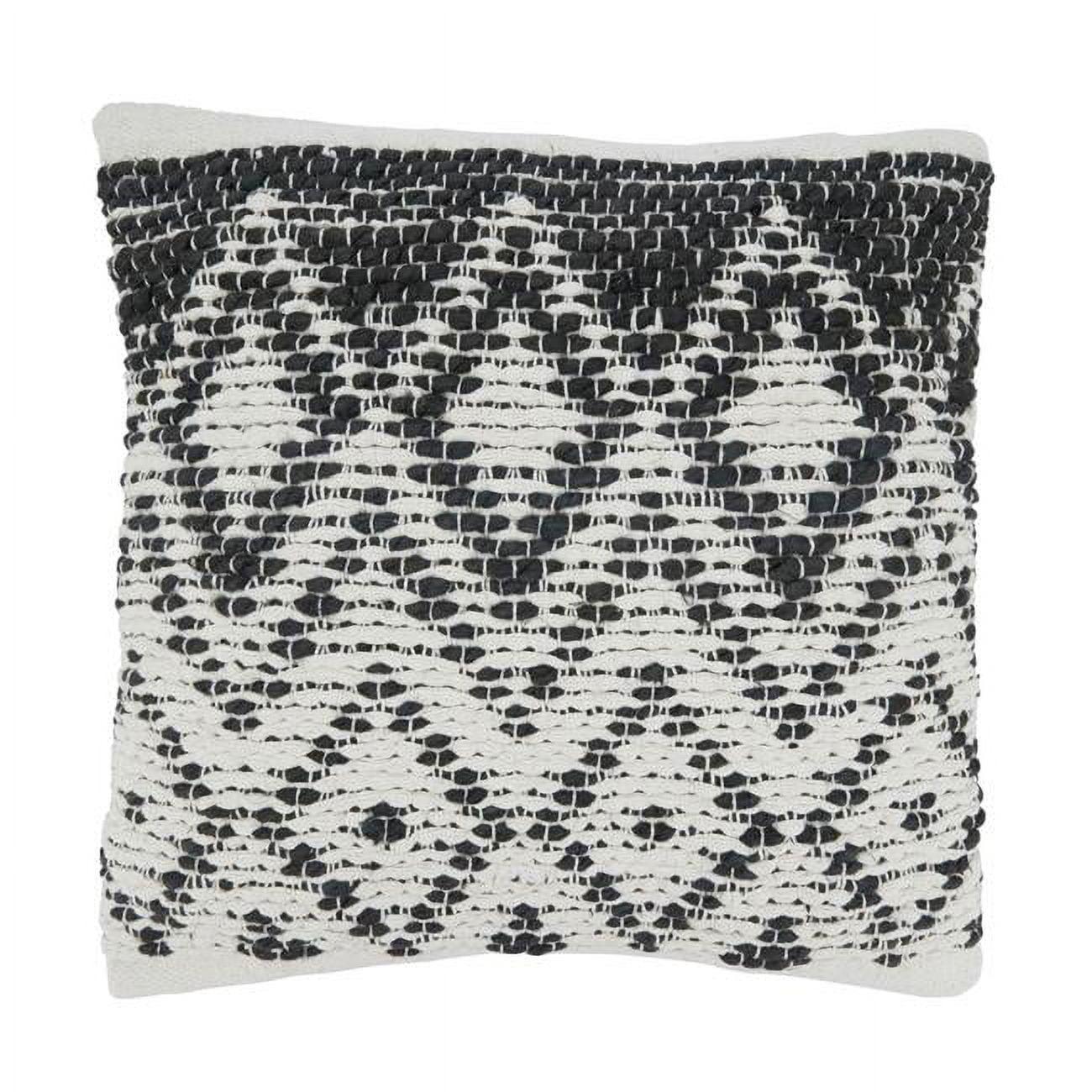 Saro 1728.BK18SP 18 in. Diamond Woven Square Throw Pillow with Poly Filling, Black