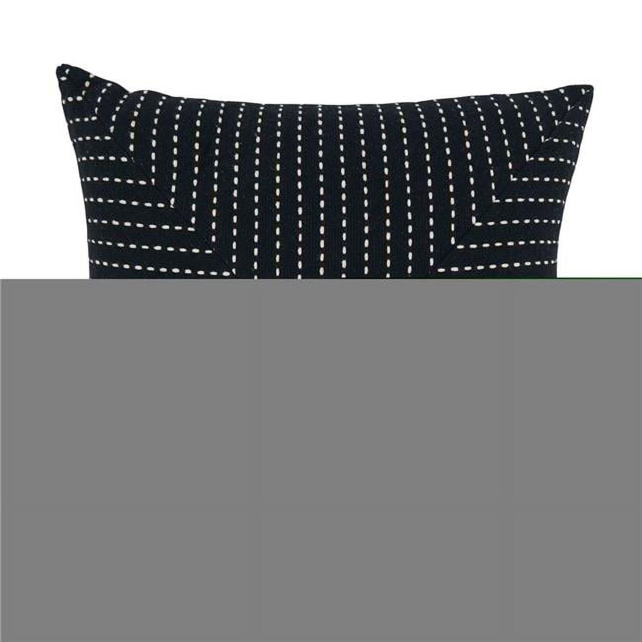 Black and White Patchwork Stitch Square Cotton Throw Pillow