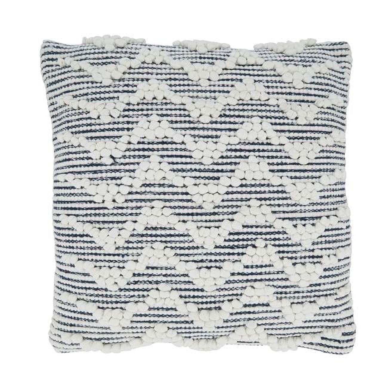 18"x18" Textured Chevron Design Square Throw Pillow Cover Blue - Saro Lifestyle: Bohemian, Cotton, Zipper Closure