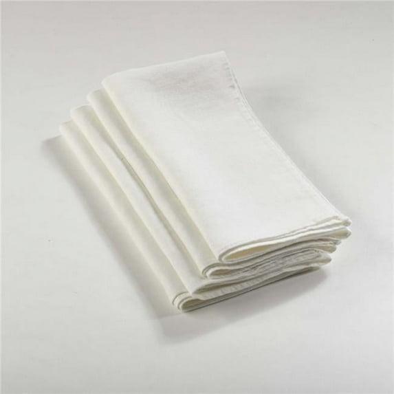 Saro Lifestyle Stitched Border Stonewashed Linen Napkins (Set of 4), Ivory, 20" x 20"