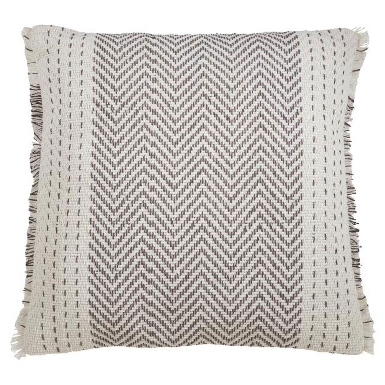 22 in. Kantha Stitch Down Filled Throw Pillow, Gray