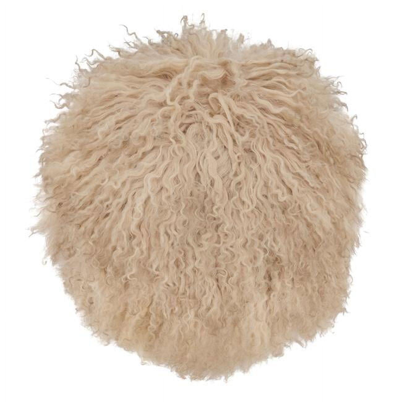 Oyster Round Mongolian Lamb Fur Throw Pillow 13"