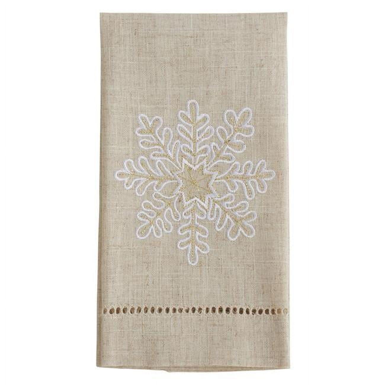 Natural Embroidered Snowflake Guest Towels Set of 4