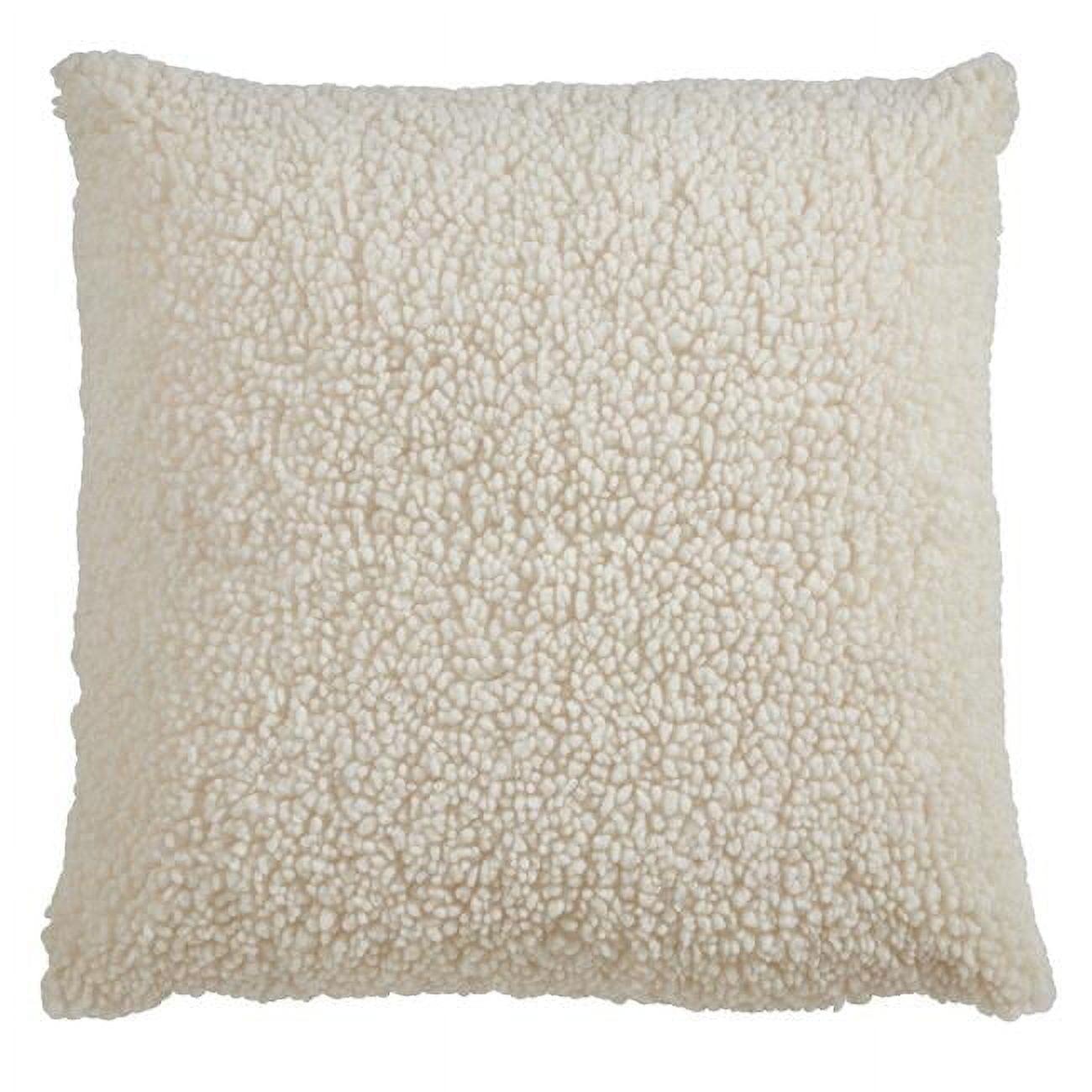 Fennco Styles Cuddly Faux Fur Decorative Throw Pillow Cover 18" W x 18" L – Ivory Plush Cushion Case for Couch, Bedroom, Living Room and Office Décor