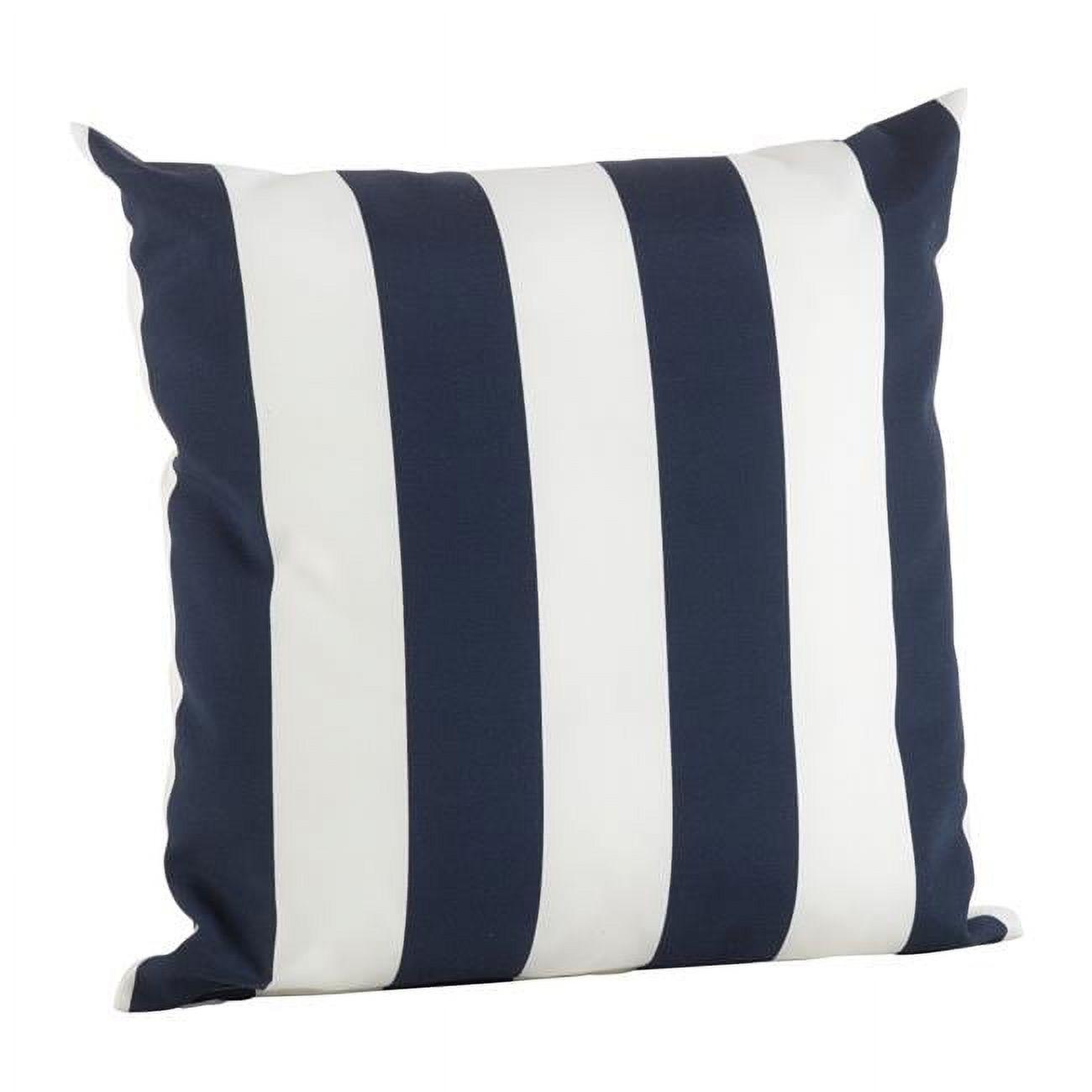 17" Navy and White Striped Square Throw Pillow