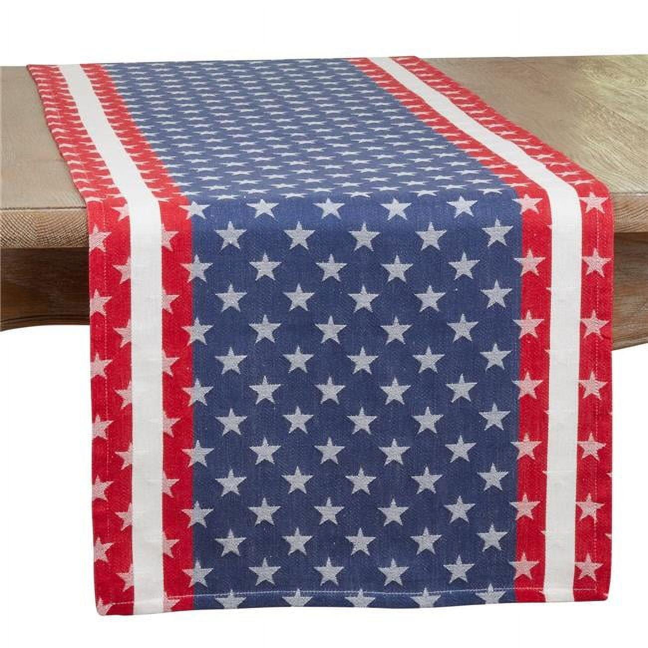 Saro Lifestyle Americana Design Dining Table Runner, Blue, 16" x 72"