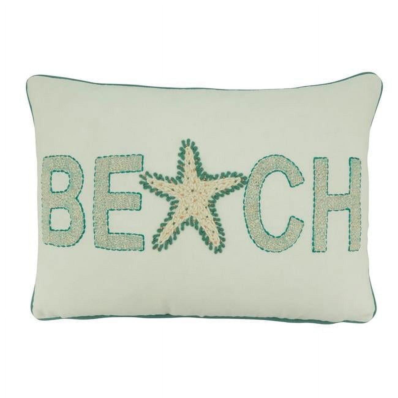 14"x20" Oversize Poly Filled Beach Design Lumbar Throw Pillow Ivory - Saro Lifestyle: Cotton, Zipper Closure, Indoor Use