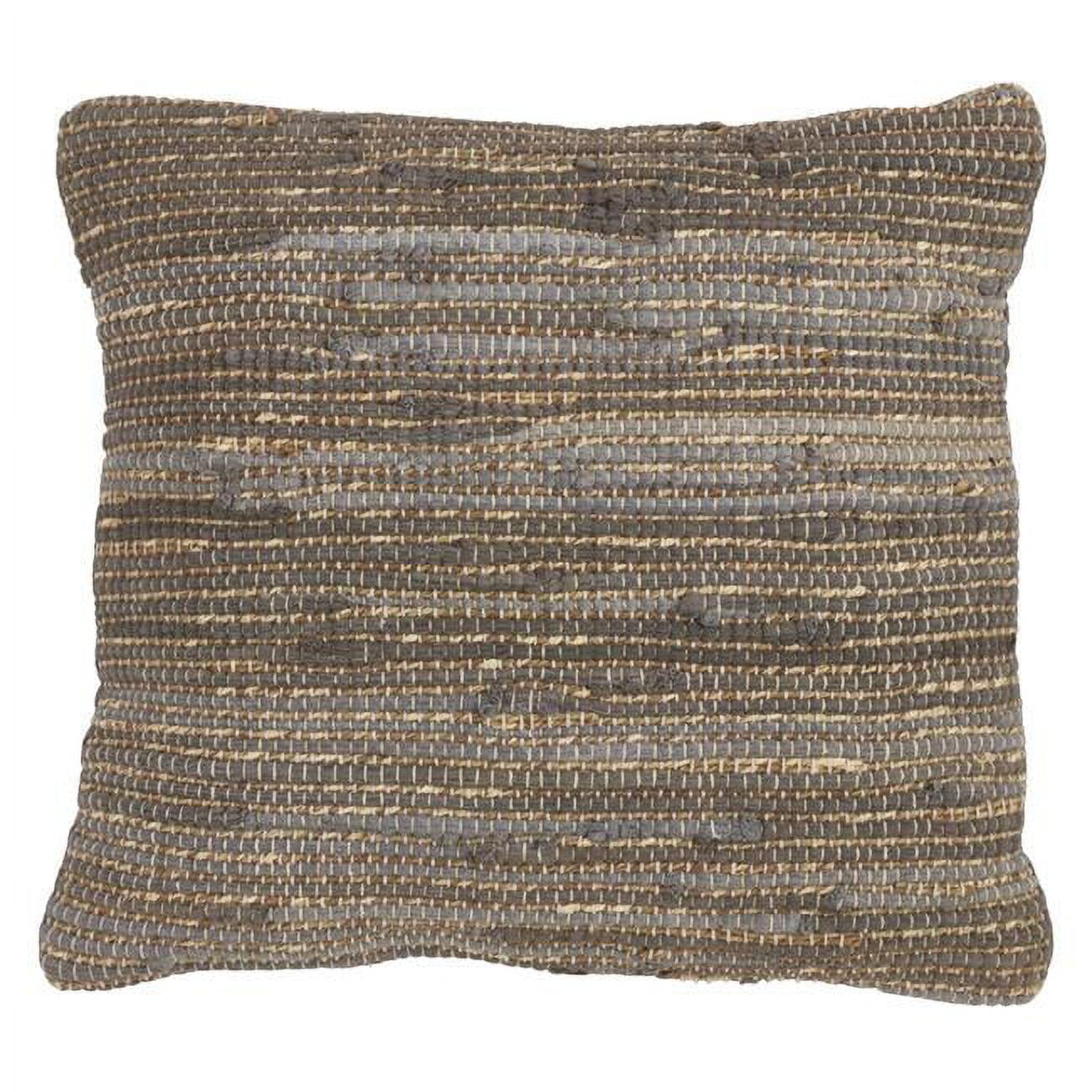 Rustic Gray and Beige Chindi Cotton Square Throw Pillow