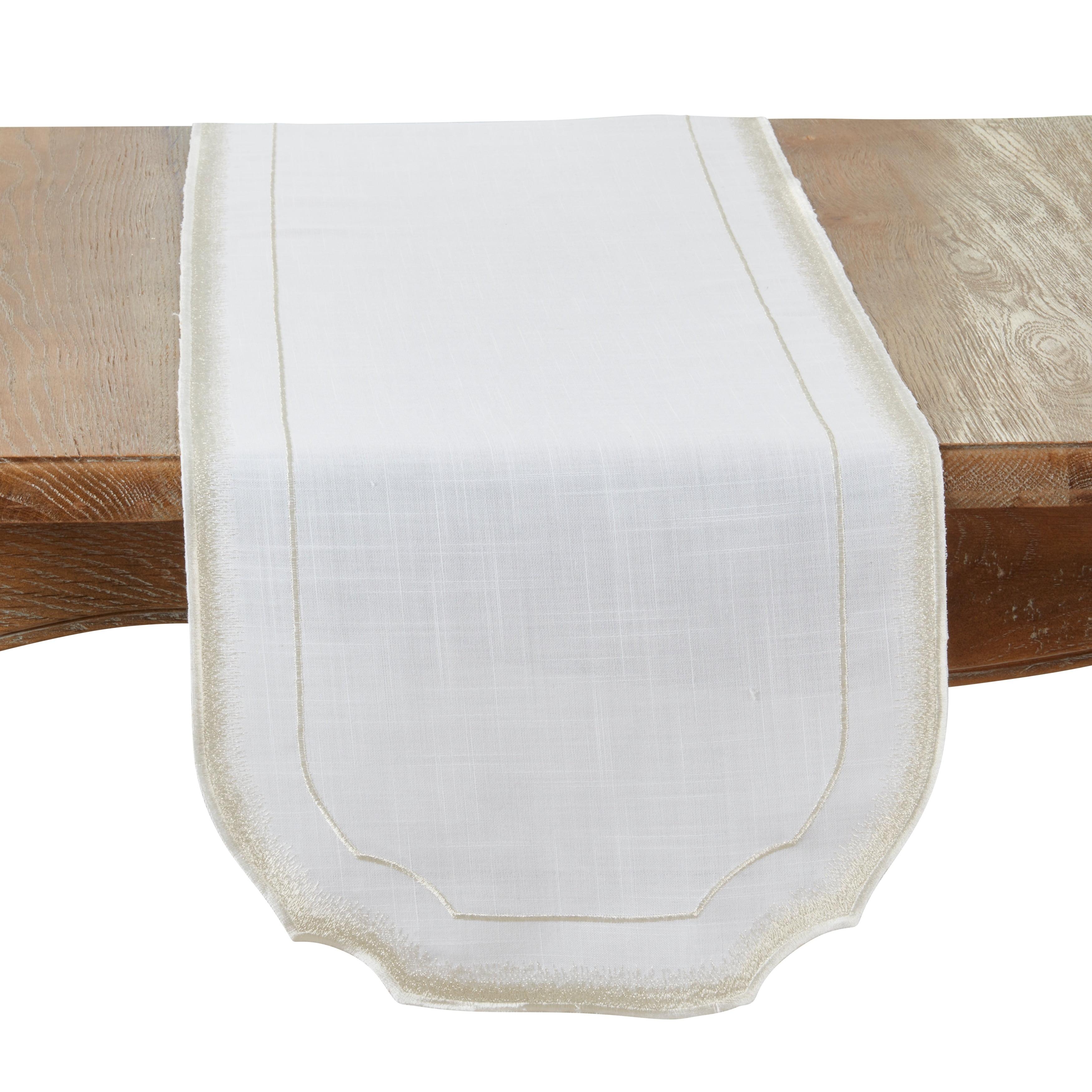 Saro Elegant Embroidery Detail Table Runner