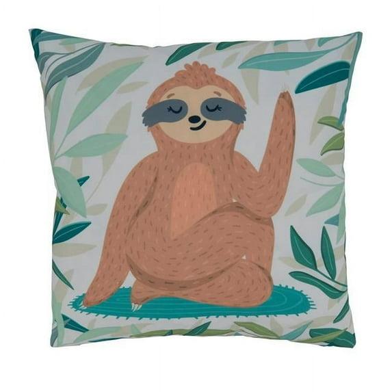 Saro Lifestyle 3024.M18SP 18 in. Sloth Design Poly-Fillied Throw Pillow, Multi Color