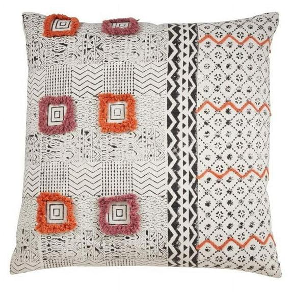 Saro Lola Collection Appliqued Cotton Throw Pillow