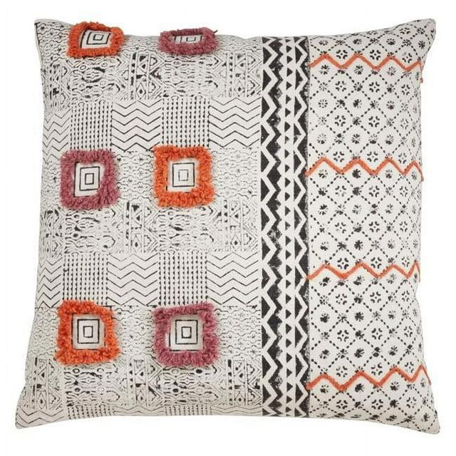 Saro Lola Collection Appliqued Cotton Throw Pillow