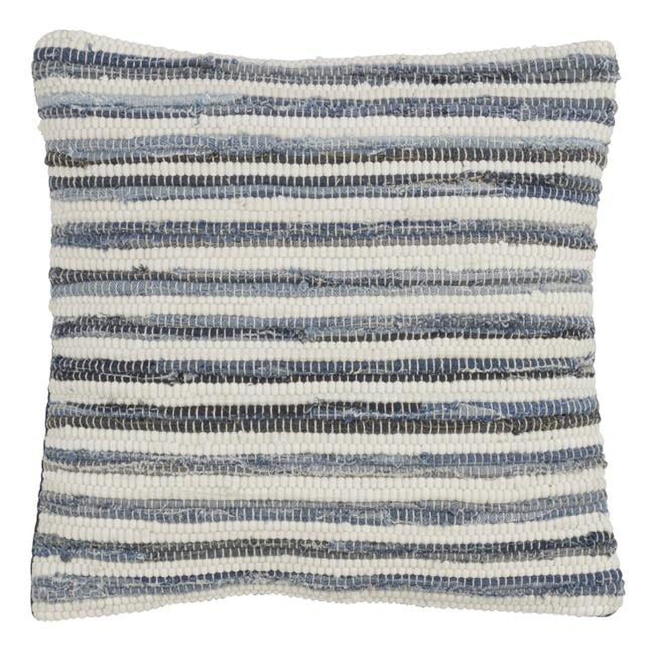 Denim Stripes Modern 18" Cotton Square Throw Pillow