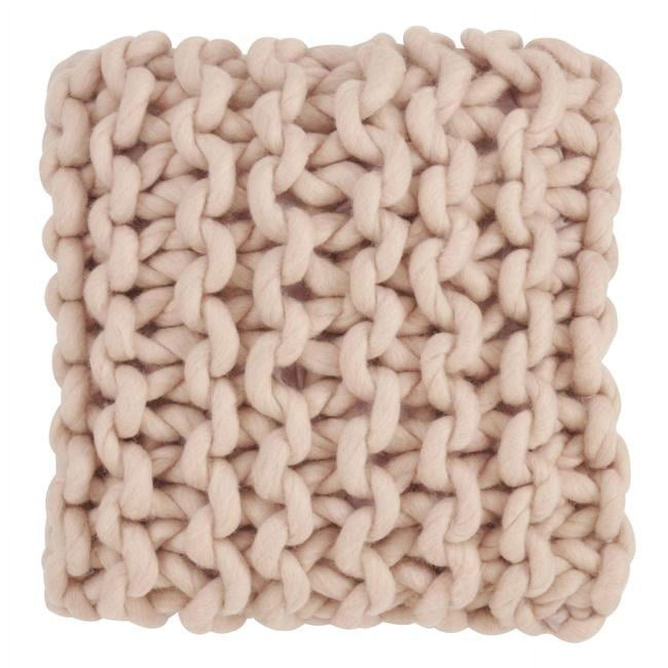18"x18" Chunky Knit Square Throw Pillow Cover Pink - Saro Lifestyle: Wool, Zipper Closure, Indoor/Outdoor Use