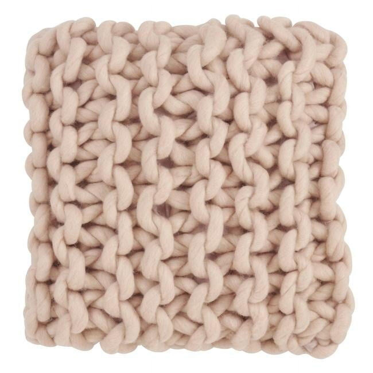 18"x18" Chunky Knit Square Throw Pillow Cover Pink - Saro Lifestyle: Wool, Zipper Closure, Indoor/Outdoor Use