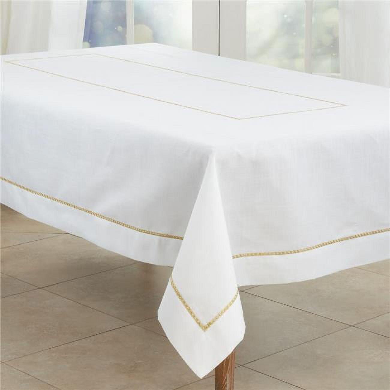 Saro Lifestyle  65 x 160 in. Embroidered Border Tablecloth, Gold