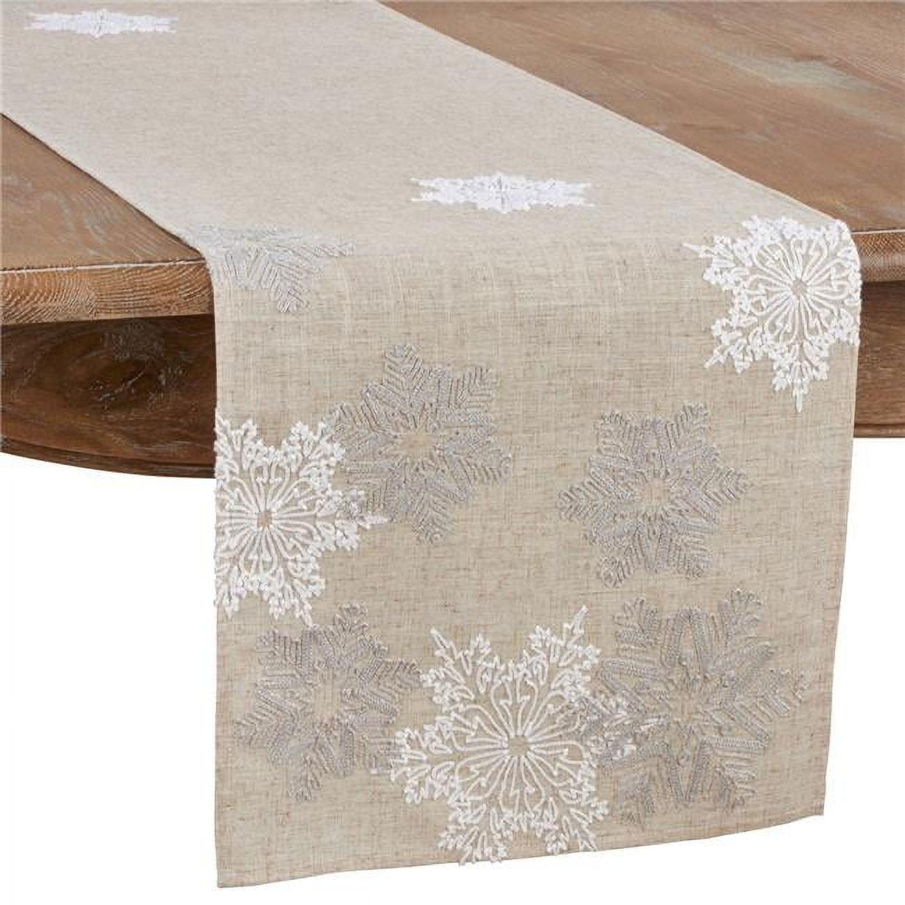 Saro Lifestyle Embroidered Snowflake Design Table Runner