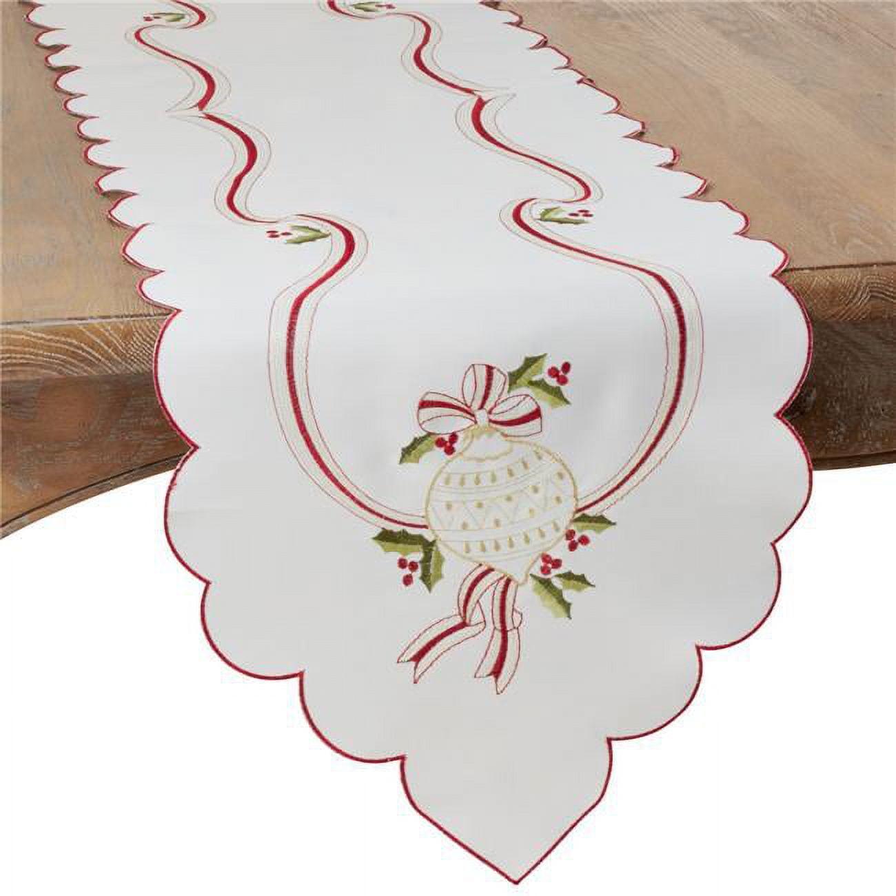 Saro Lifestyle Embroidered Table Runner With Christmas Design