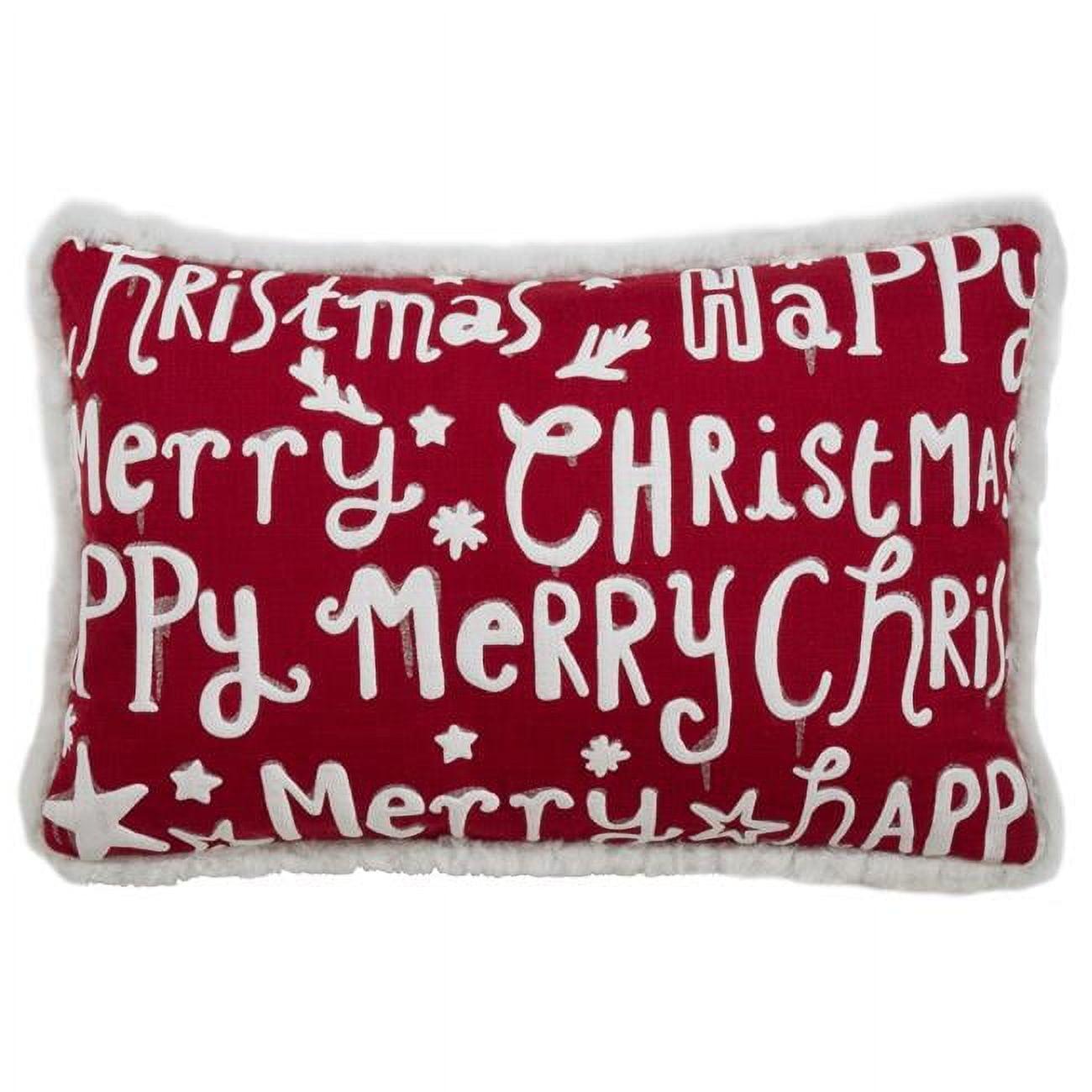 Festive Red and White Merry Christmas Pillow Cover