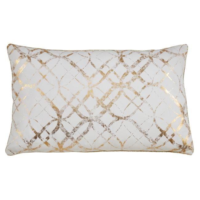 Saro Lifestyle 9283.GL1423B 14 x 23 in. Metallic Foil Print Throw Down Filled Pillow, Gold