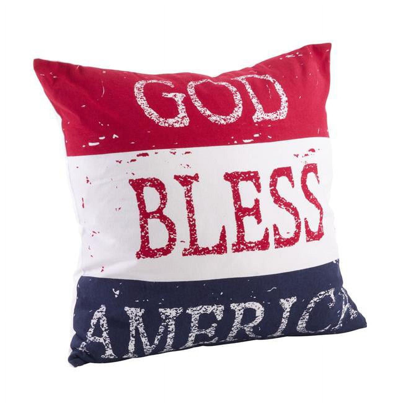 Saro Lifestyle God Bless America Pillow - Down Filled, 20" Square, Multi