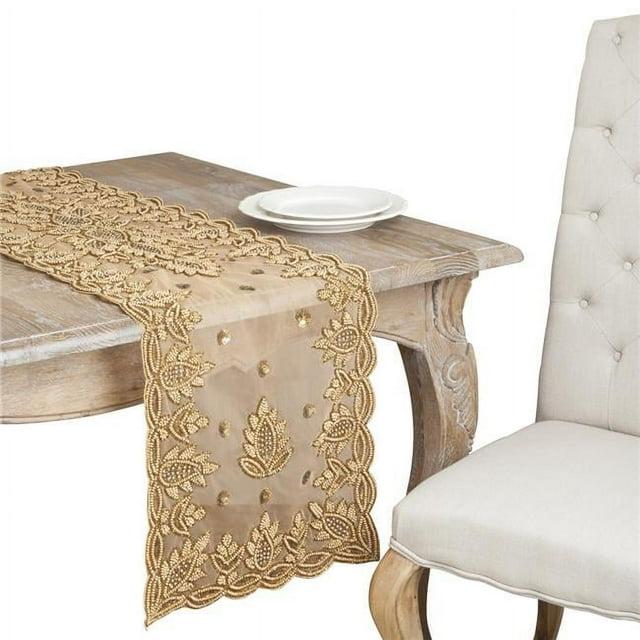 Saro Lifestyle BD835.GL1672B 16 x 72 in. Beaded Table Runner, Gold