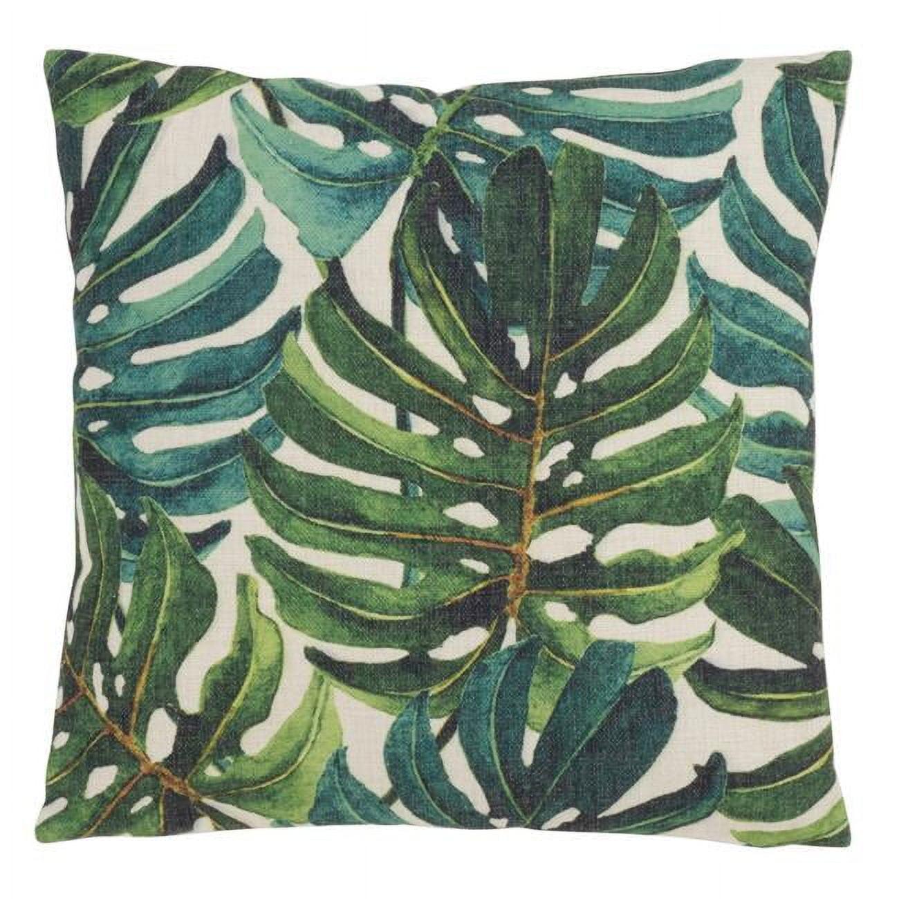 Green Tropical Banana Leaf Print Square Throw Pillow