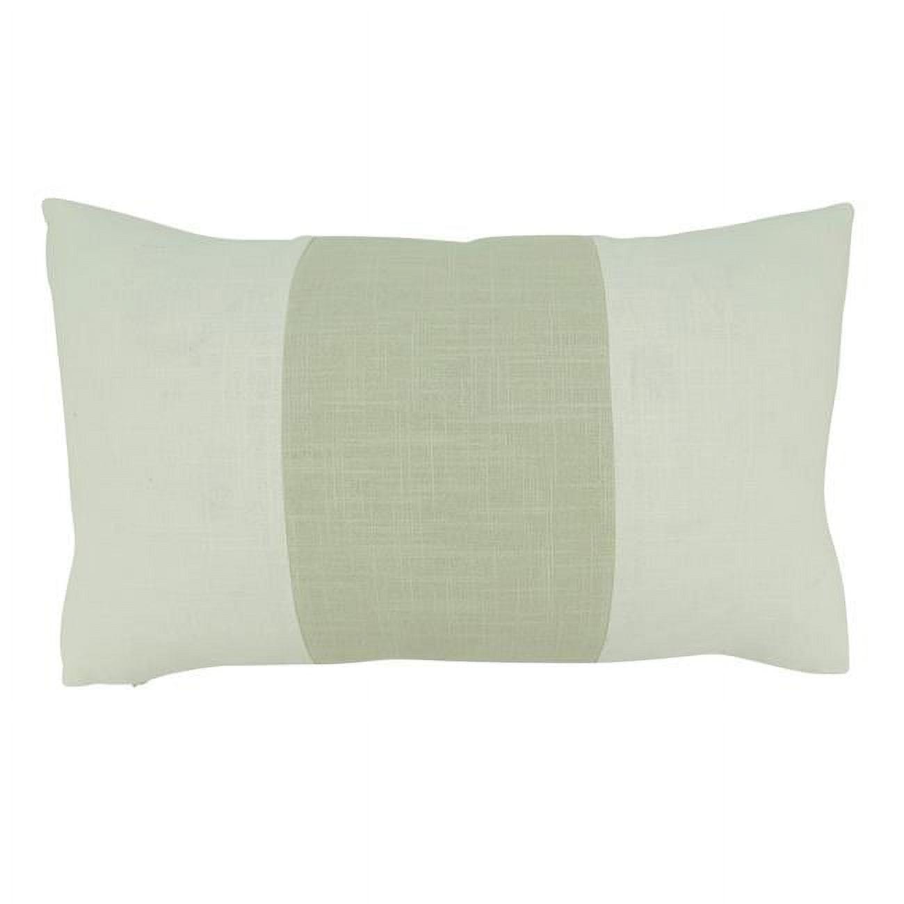 Ivory Rectangular Banded Poly Filled Throw Pillow