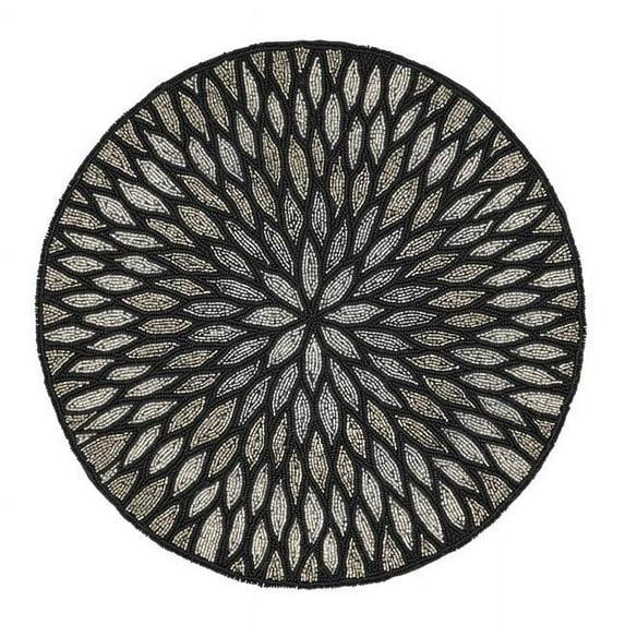 Saro Lifestyle Beaded Design Placemat (Set of 4), Black, 15" Round