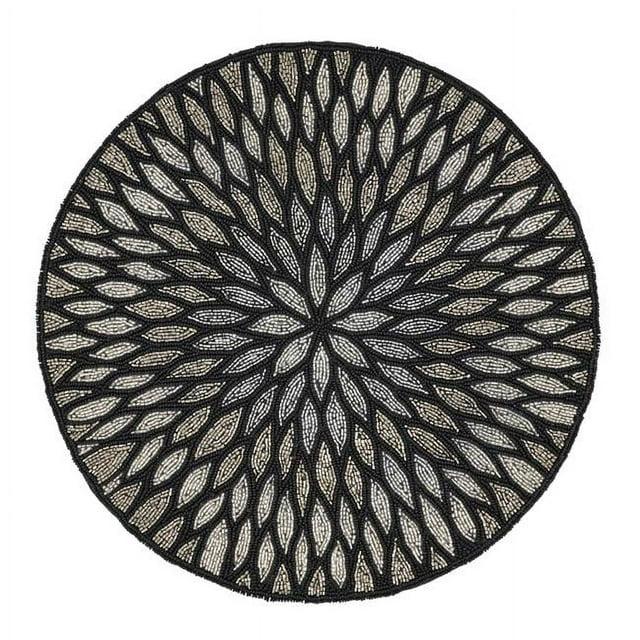 Saro Lifestyle Beaded Design Placemat (Set of 4), Black, 15" Round
