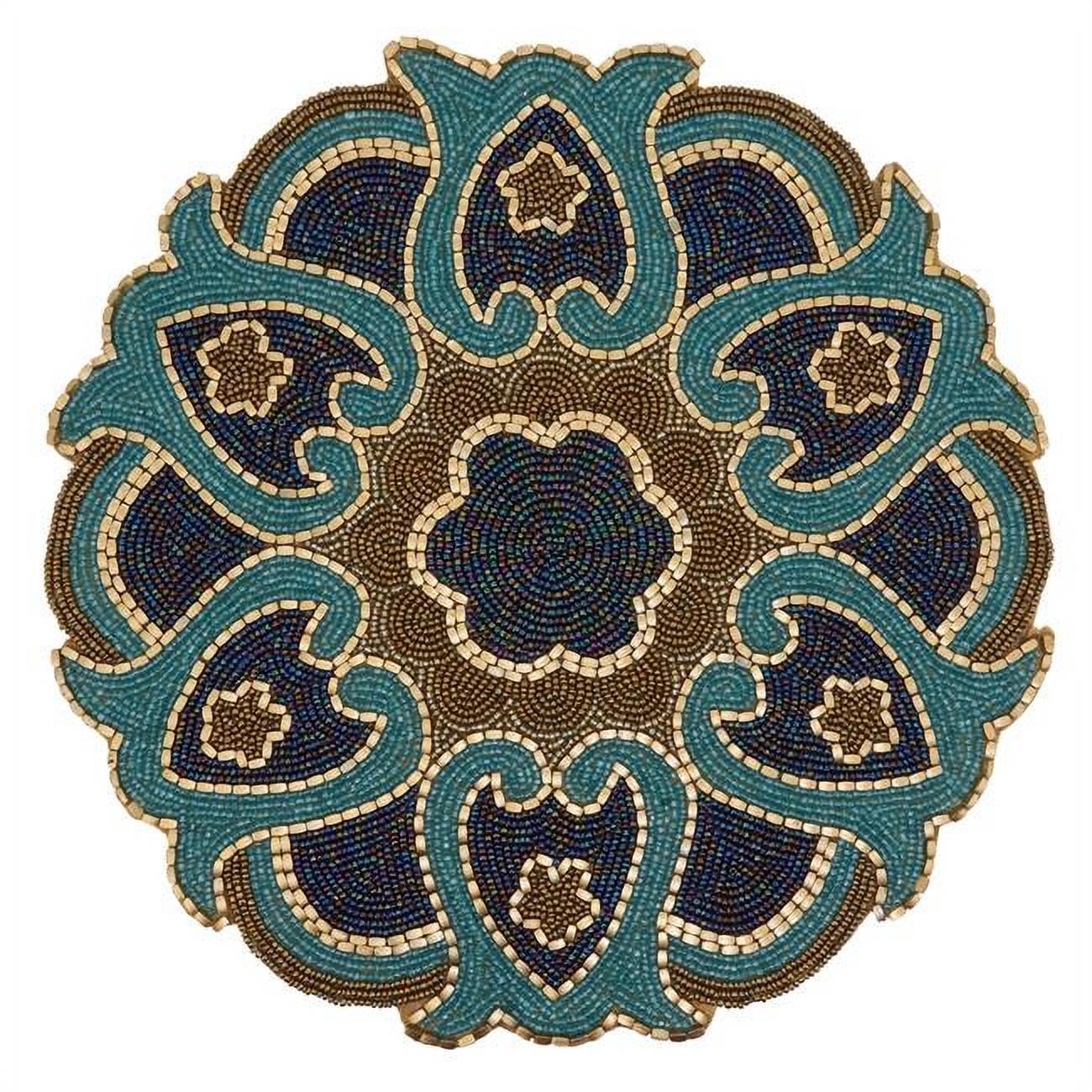 Saro Lifestyle Beaded Placemat, 14" Round, Multi (Set of 4)