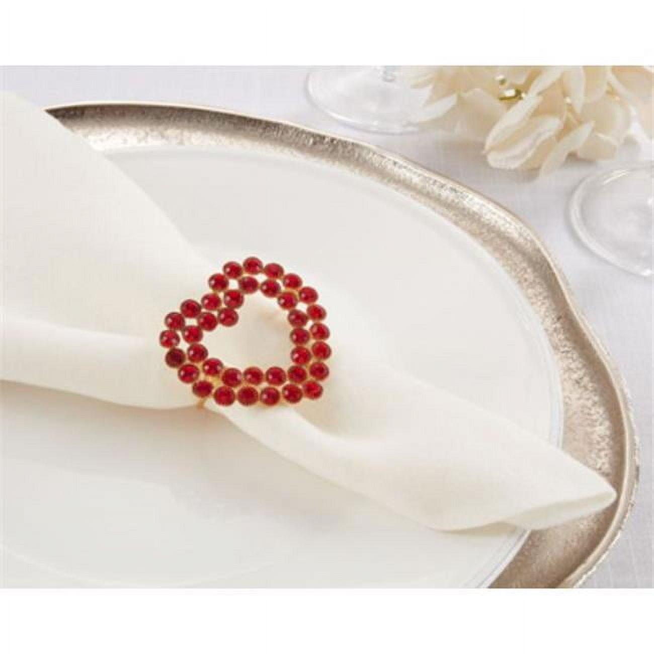 Red Beaded Heart Napkin Rings Set of 4