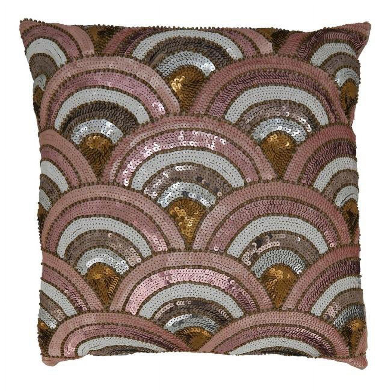 Saro Lifestyle Beaded Scallop  Decorative Pillow Cover, Pink, 16"