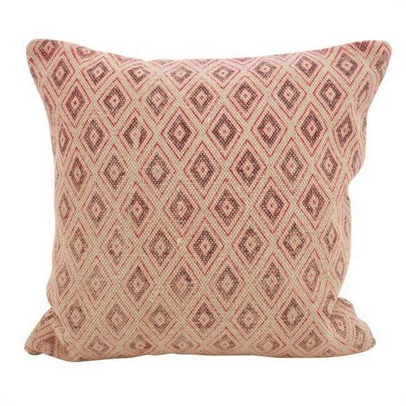 18"x18" Boho Diamond Square Throw Pillow Red - Saro Lifestyle: Cotton Blend, Indoor, Zipper Closure