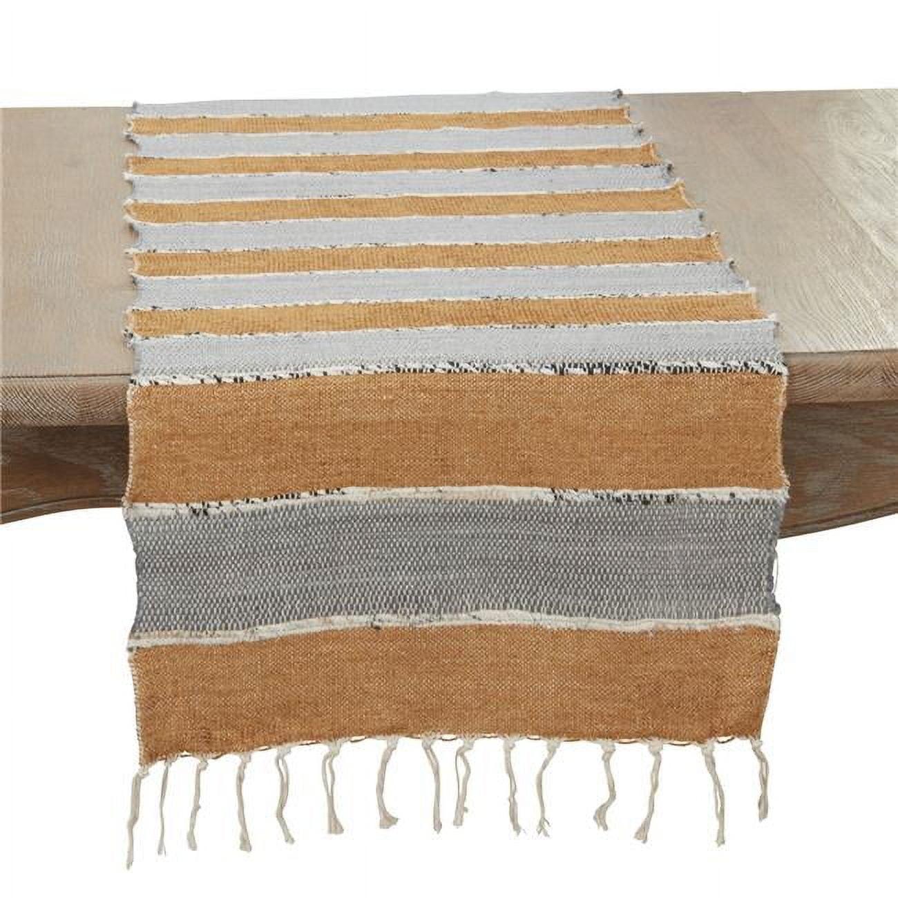 Saro Lifestyle Boho Chic Fringe-Edged Table Runner, Brown, 16"x72"