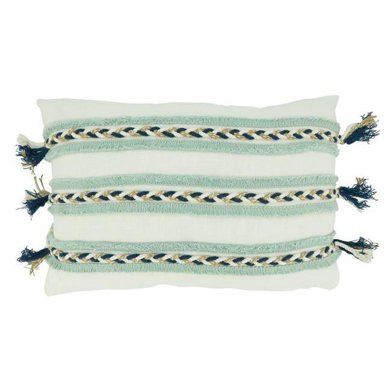 Saro Lifestyle Braided Cord Applique  Decorative Pillow Cover, Blue, 12"x18"