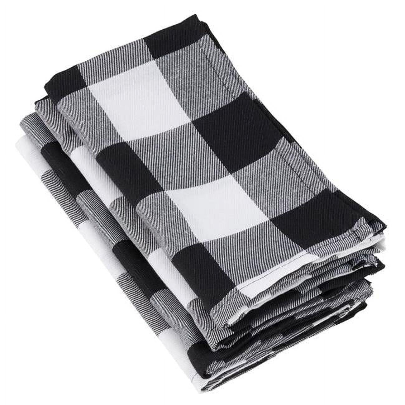Saro Lifestyle Cotton Blend Buffalo Plaid Table Napkins (Set of 4), Black, 20" x 20"