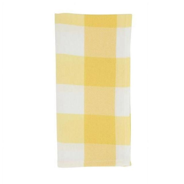 Saro Lifestyle Cotton Blend Buffalo Plaid Table Napkins (Set of 4), Yellow, 20" x 20"