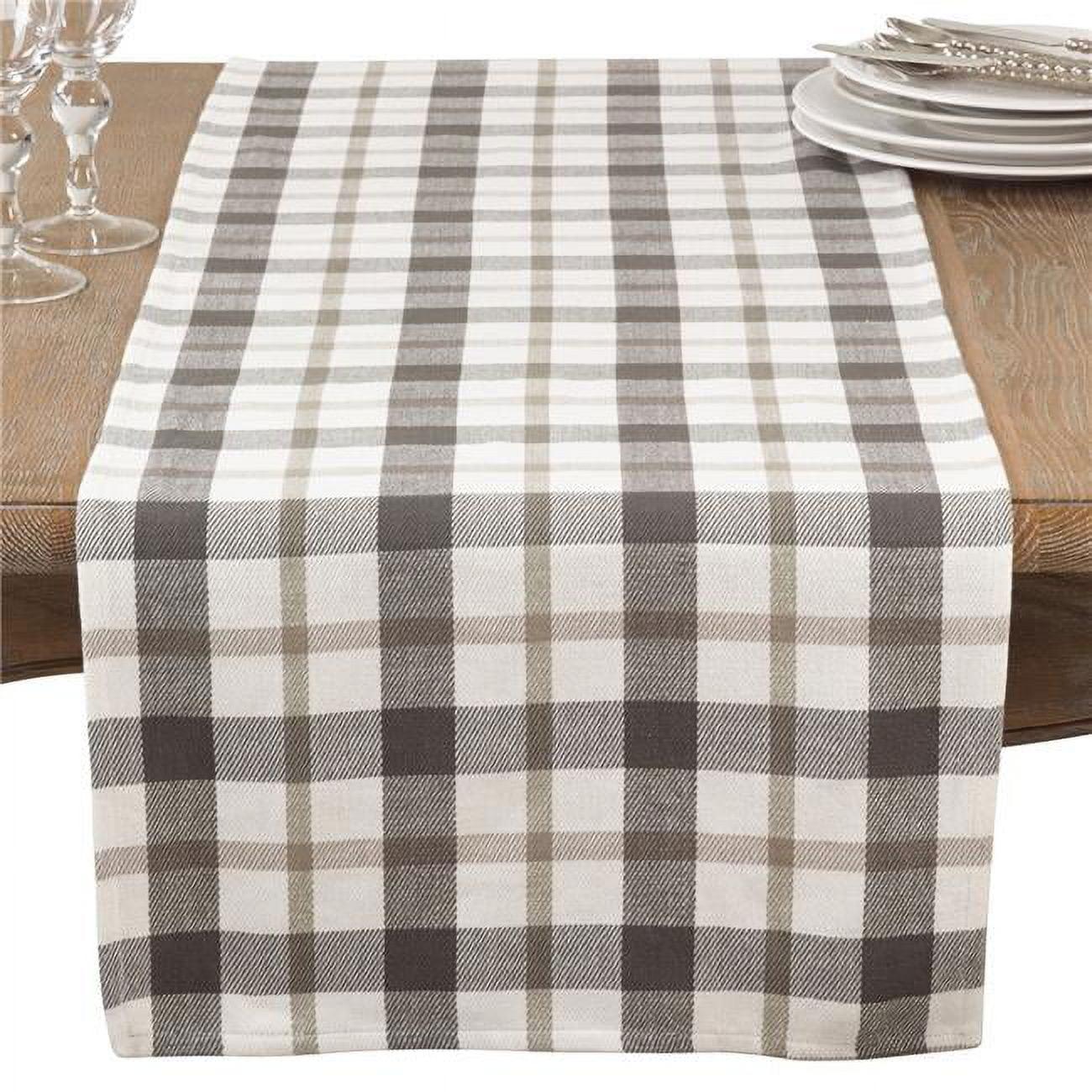 Gray Buffalo Plaid Cotton Table Runner, 16" x 72"