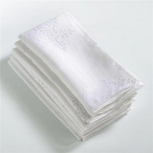 Saro Evening Snowflake Collection Polyester Embroidered Square Napkin (Set of 4)