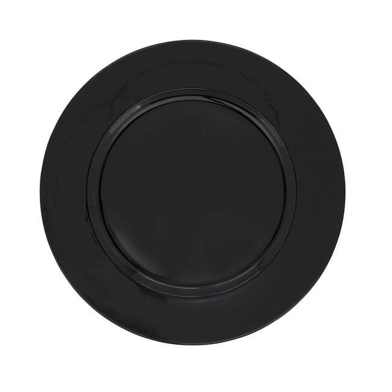 Classic Black Round Plastic Charger Plates Set of 4