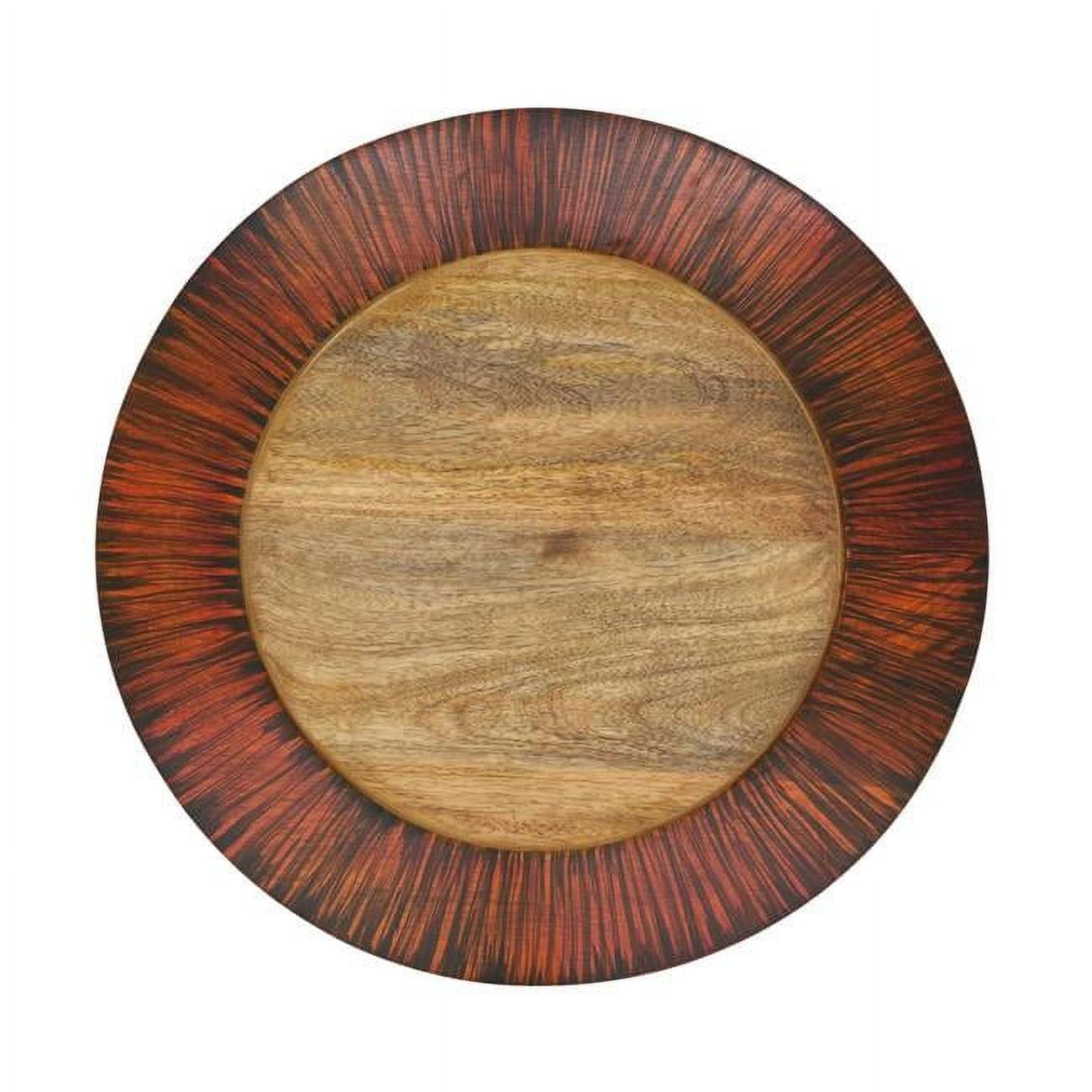 Earthy Wood Grain Round Mango Wood Charger Plates, Set of 4