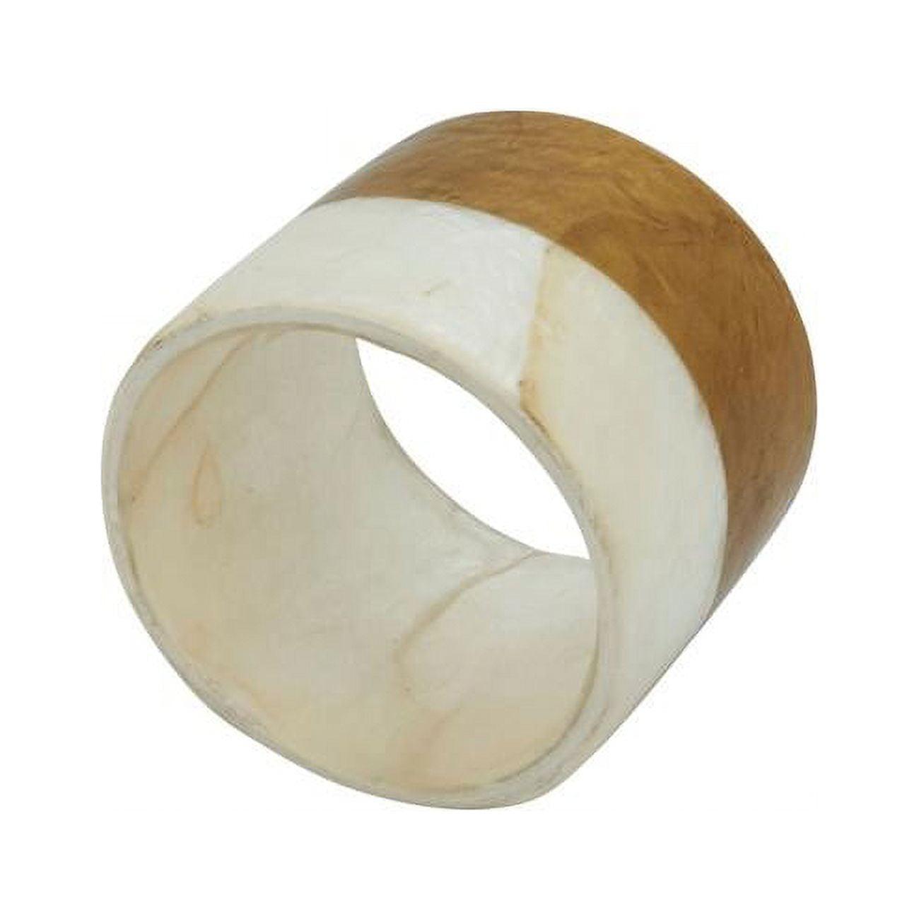 Gold and White Capiz Table Napkin Rings, Set of 4