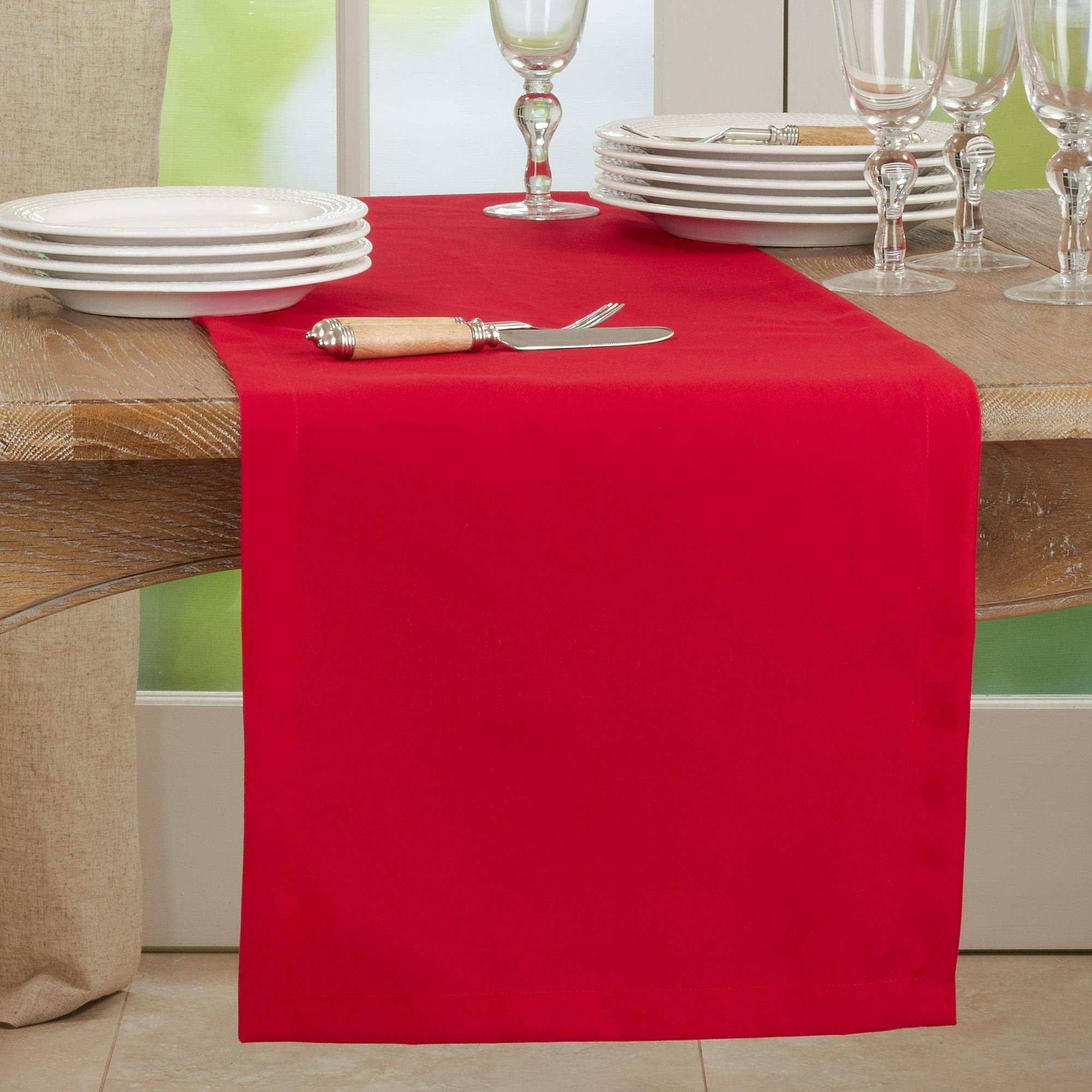 Saro Lifestyle Solid Color Everyday Table Runner, Red, 16" x 72"