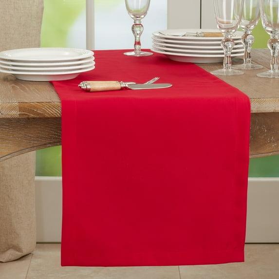 Saro Lifestyle Solid Color Everyday Table Runner, Red, 16" x 120"