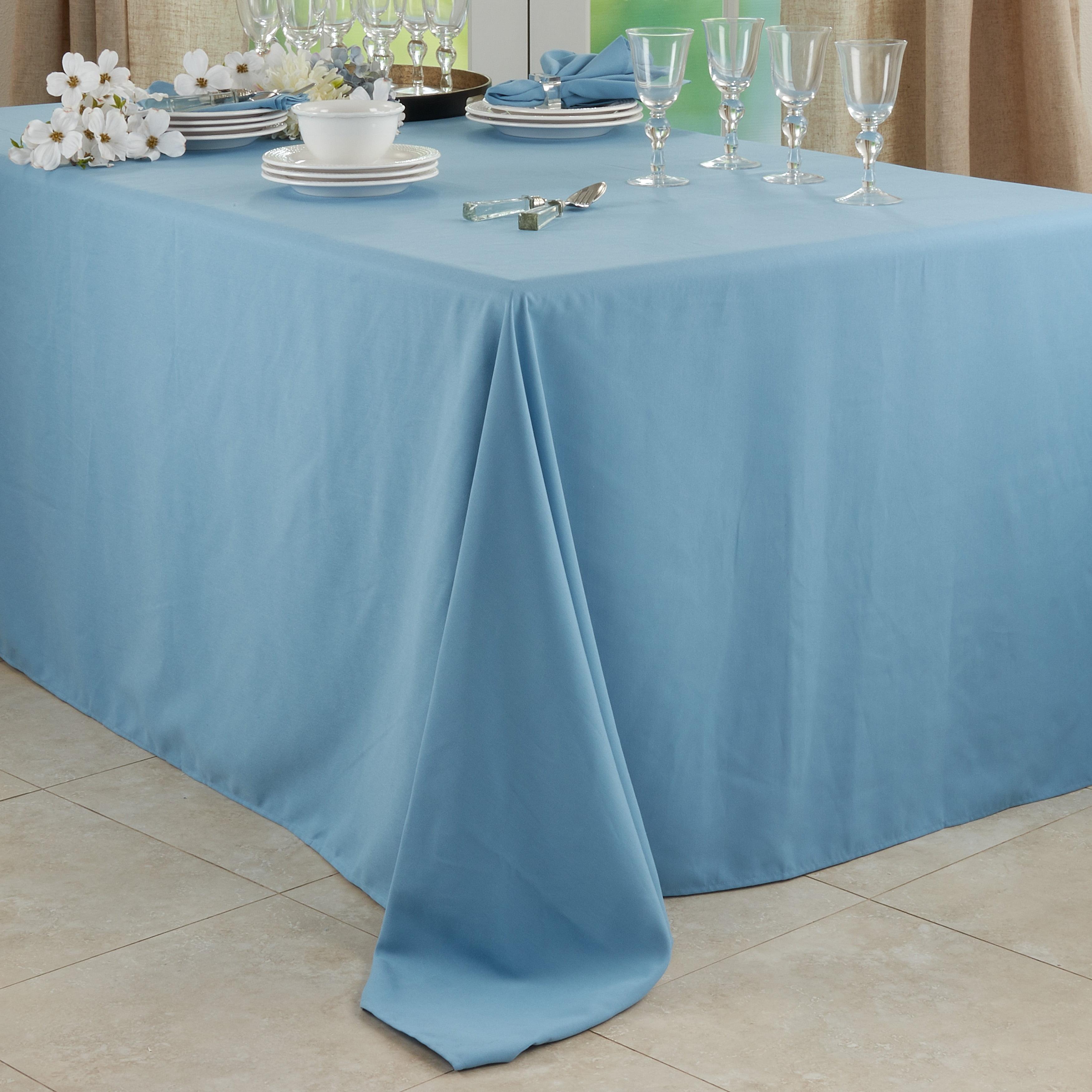 Saro Lifestyle Solid Color Everyday Tablecloth, Aqua, 90" x 132"