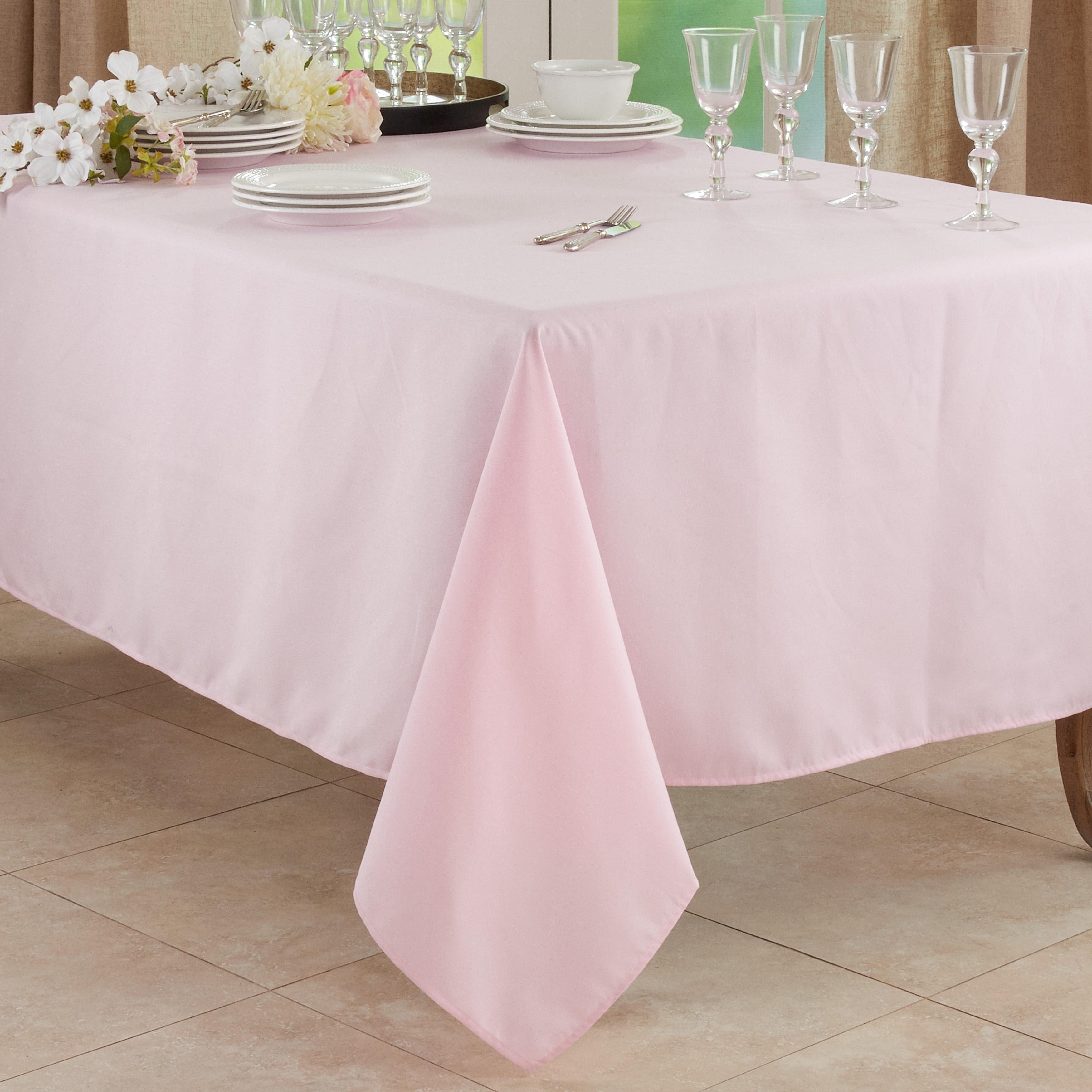 Saro Lifestyle Solid Color Everyday Tablecloth, Pink, 65" x 84"