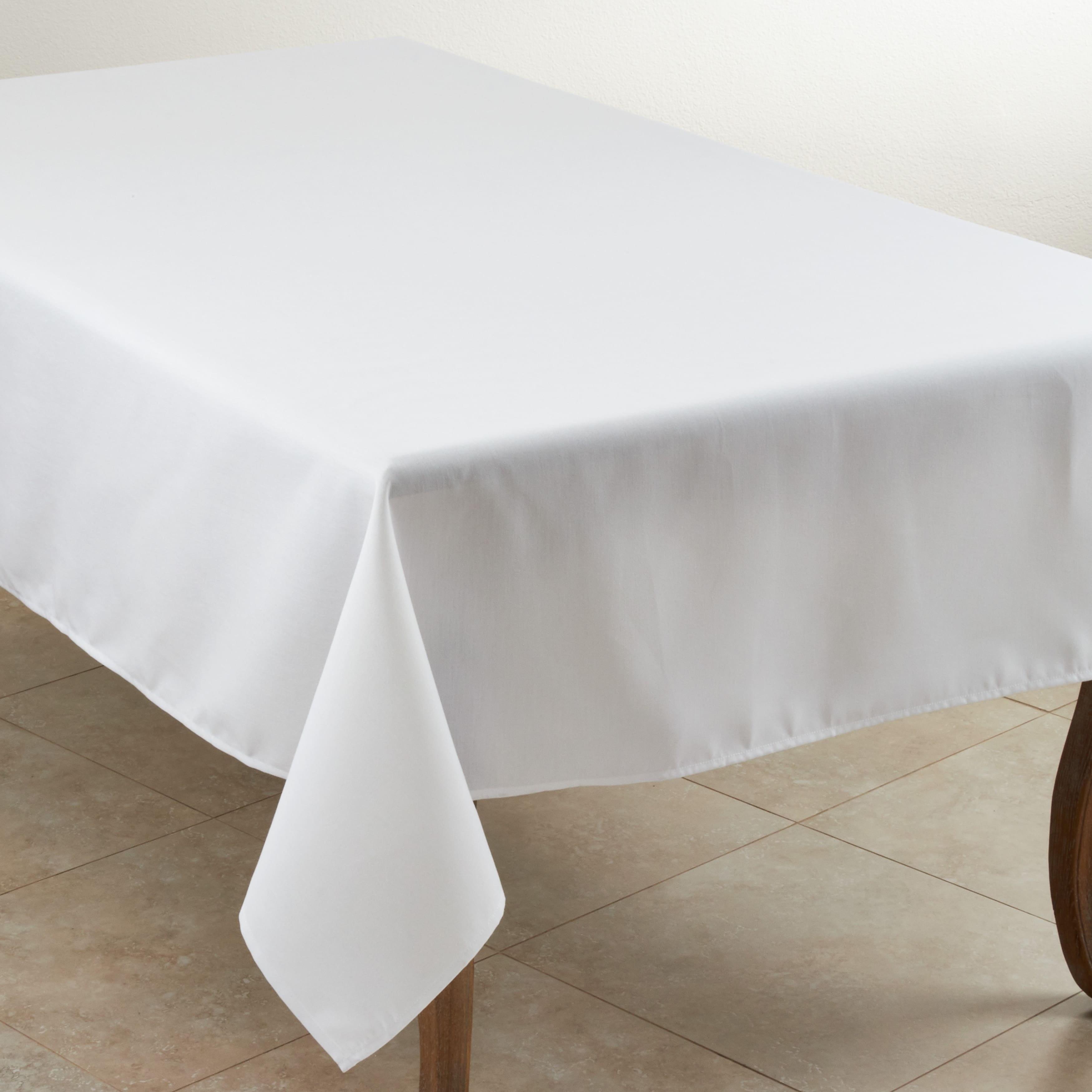 Saro Lifestyle Solid Color Everyday Tablecloth, White, 90" x 156"